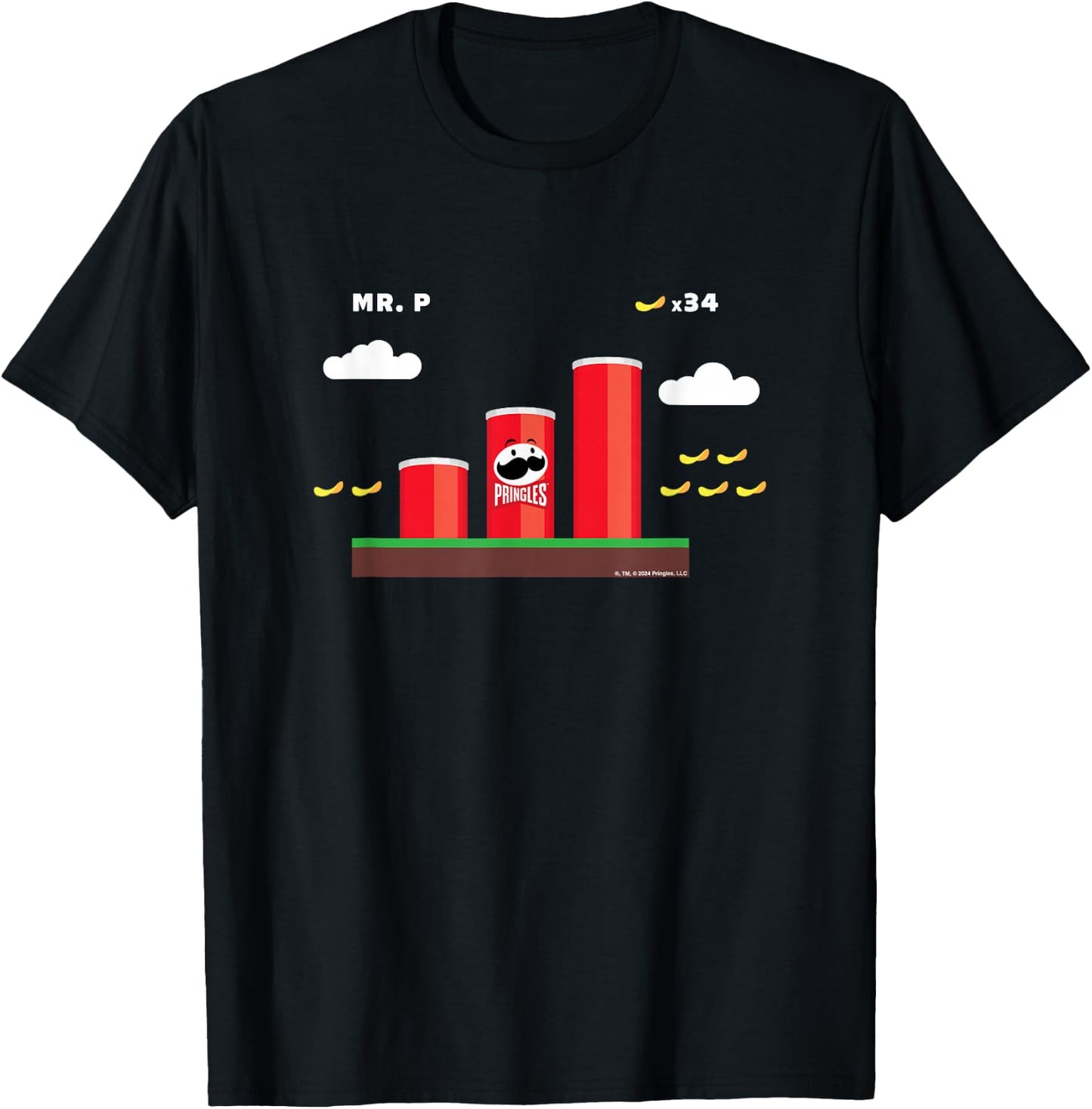Pringles Gaming Mr P Pipe Platformer Parody , Blue, S T-Shirt - T-Shirt | Black