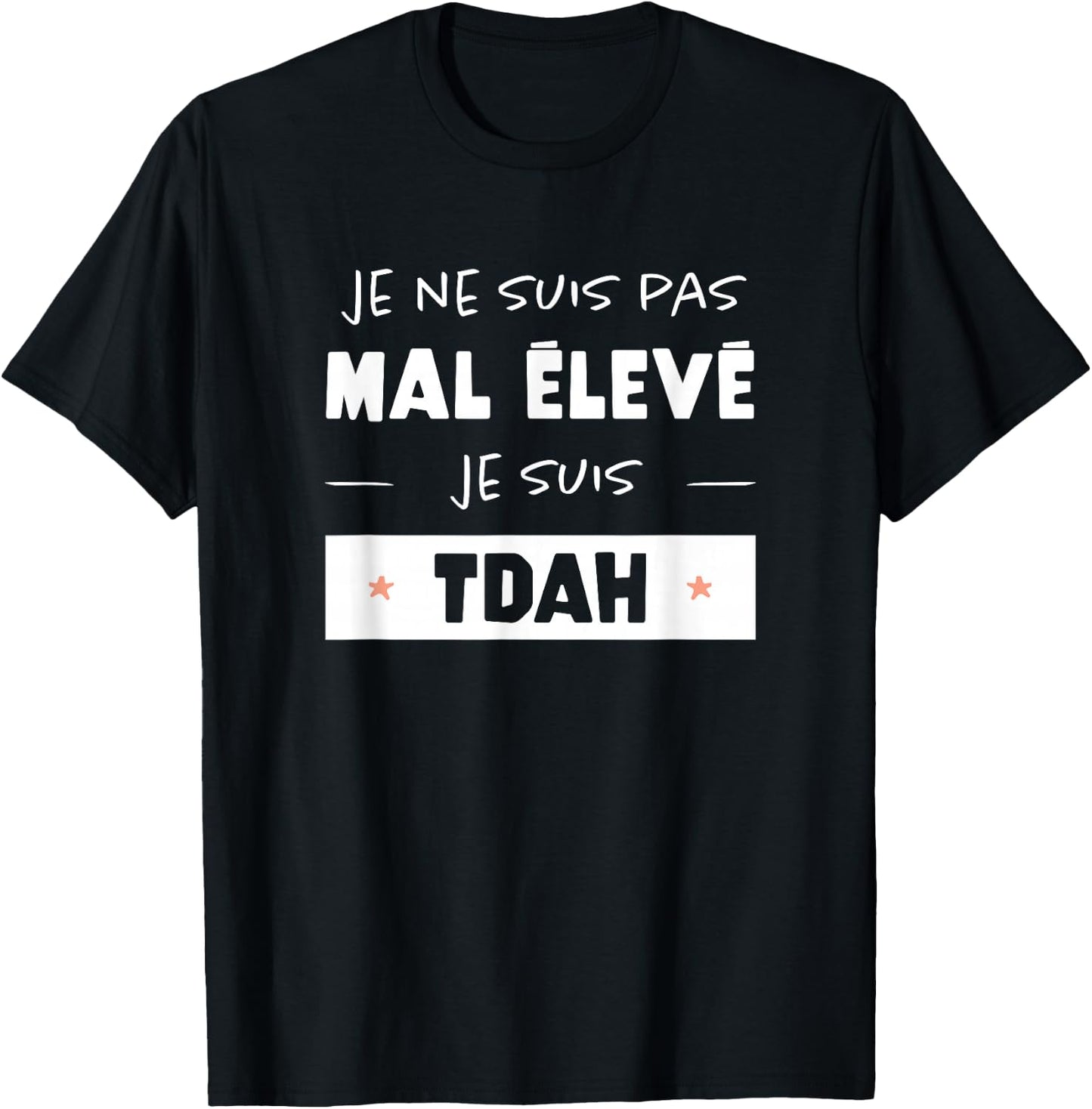 ADHD Humor Attention Disorder Awareness , Orange, S T-Shirt - T-Shirt | Black
