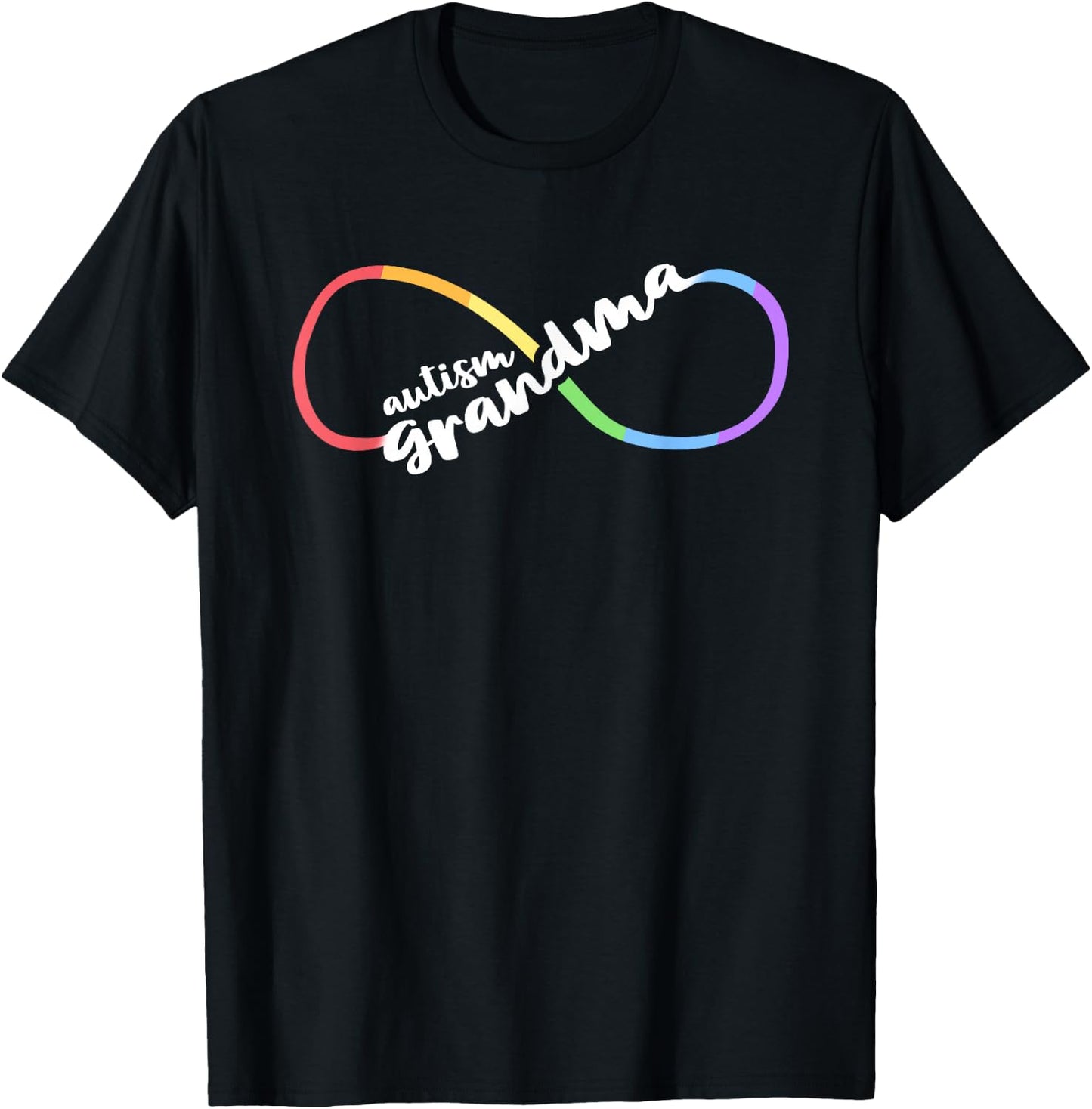 Family Autism Awareness Grandma Rainbow Infinity Symbol T-Shirt - T-Shirt | Black