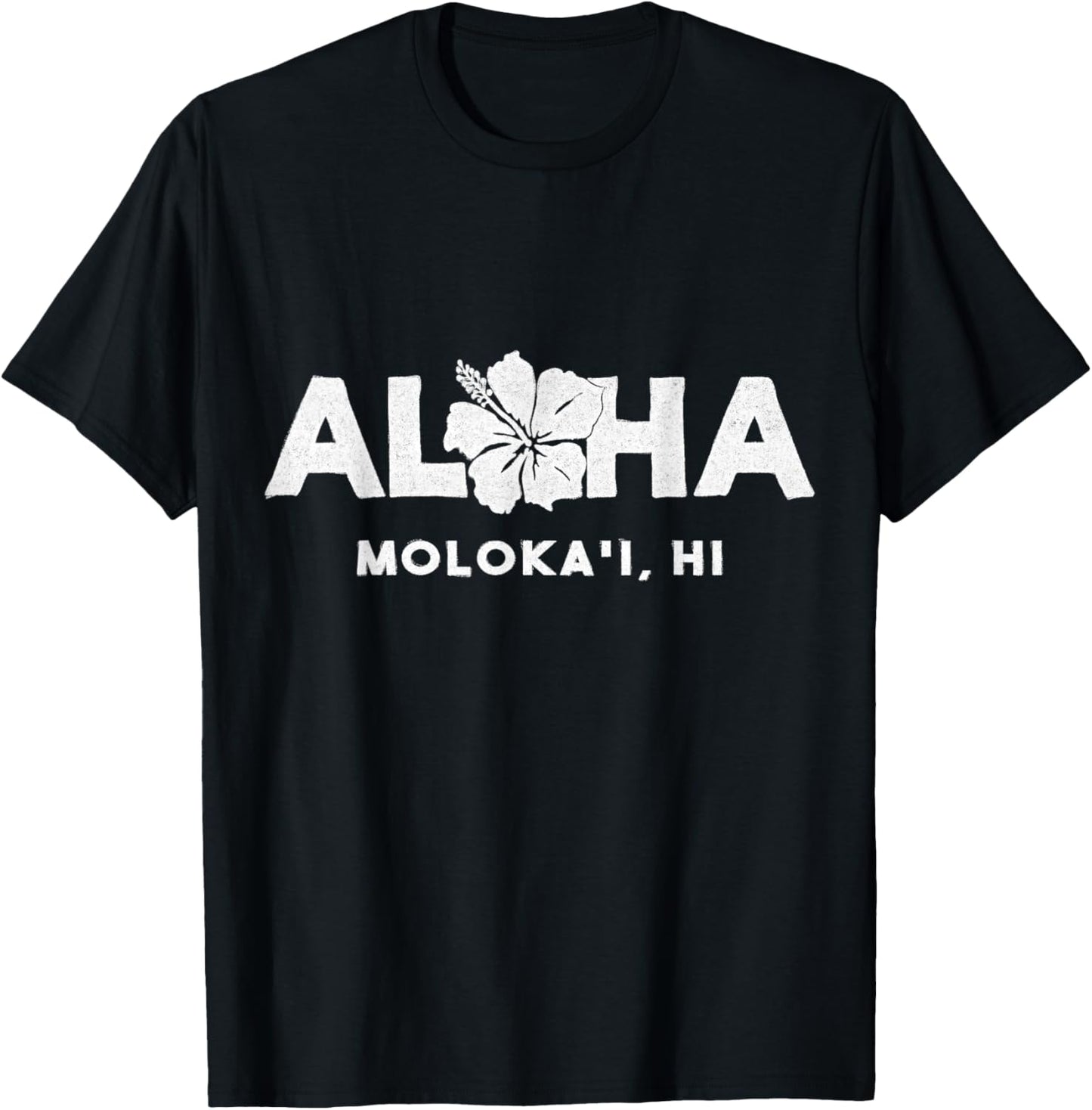 Aloha Moloka'i Hawaii Souvenir Vintage Hibiscus flower T-Shirt - T-Shirt | Black