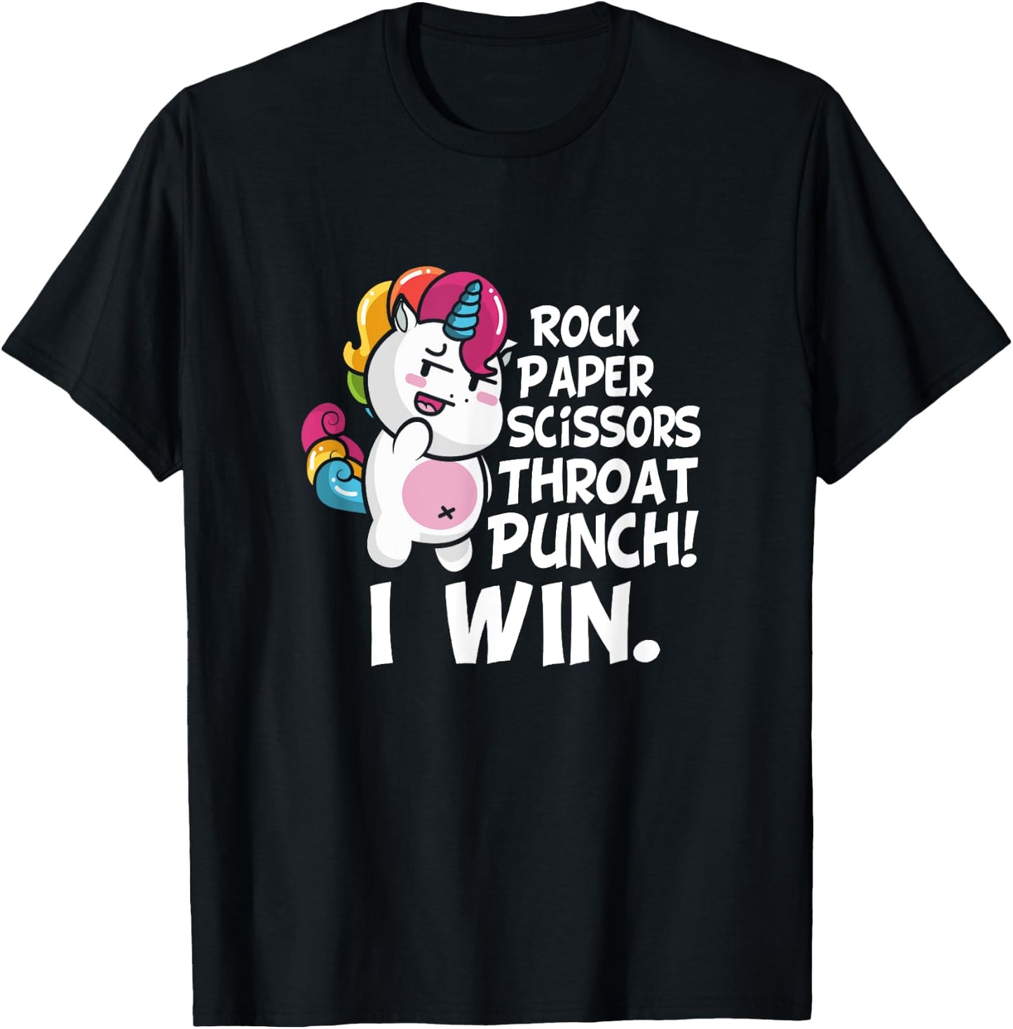 Rock Paper Scissors Throat Punch I Win Unicorn Outfit T-Shirt - T-Shirt | Black