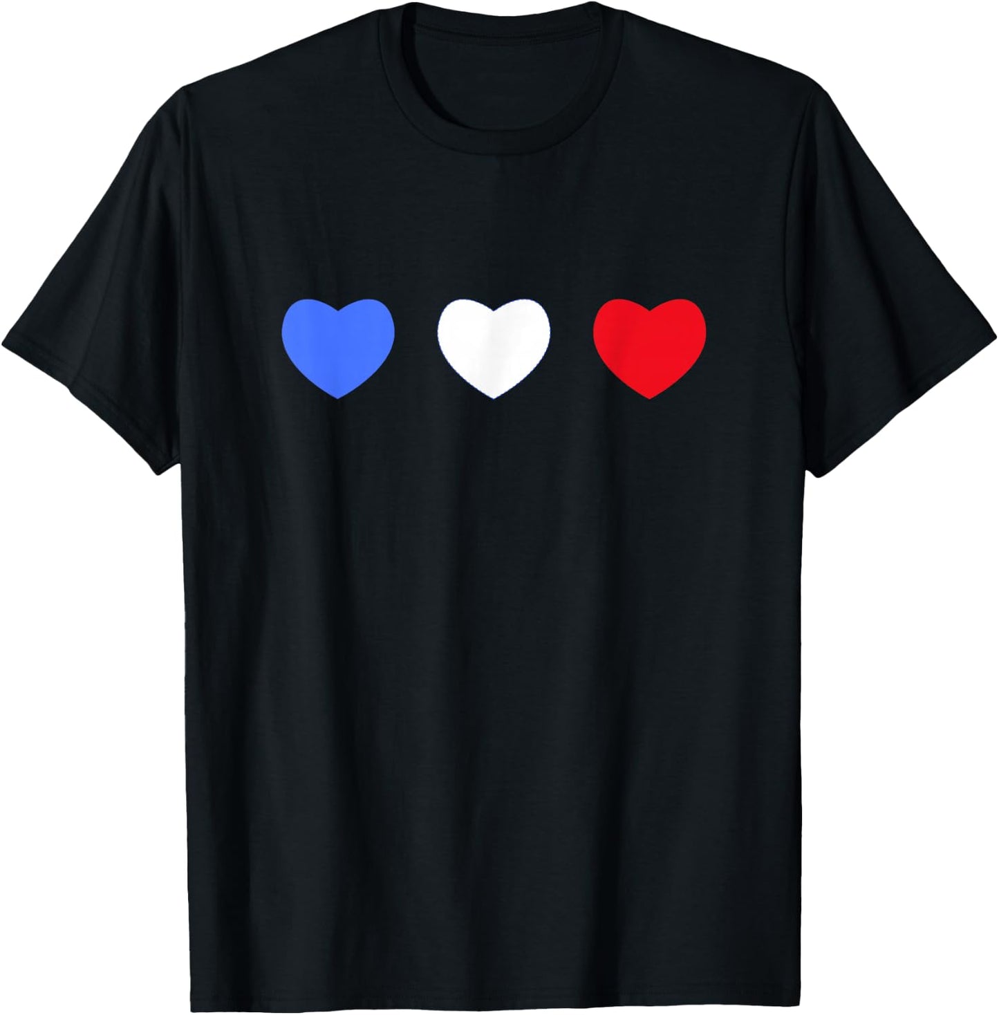 France cœurs tricolores drapeau bleu blanc rouge T-Shirt - T-Shirt | Black