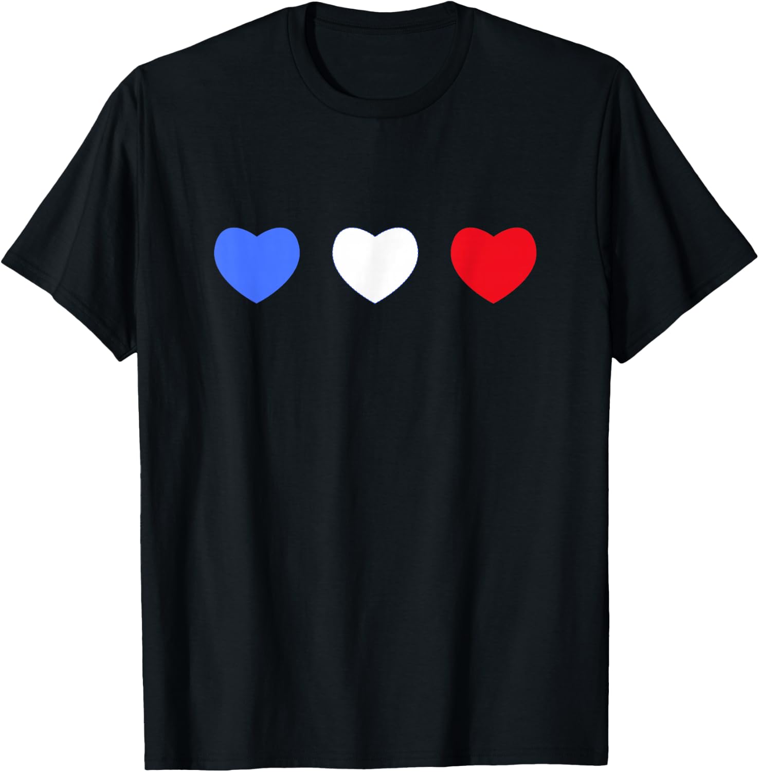 France cœurs tricolores drapeau bleu blanc rouge T-Shirt - T-Shirt | Black