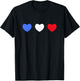 France cœurs tricolores drapeau bleu blanc rouge T-Shirt - T-Shirt | Black