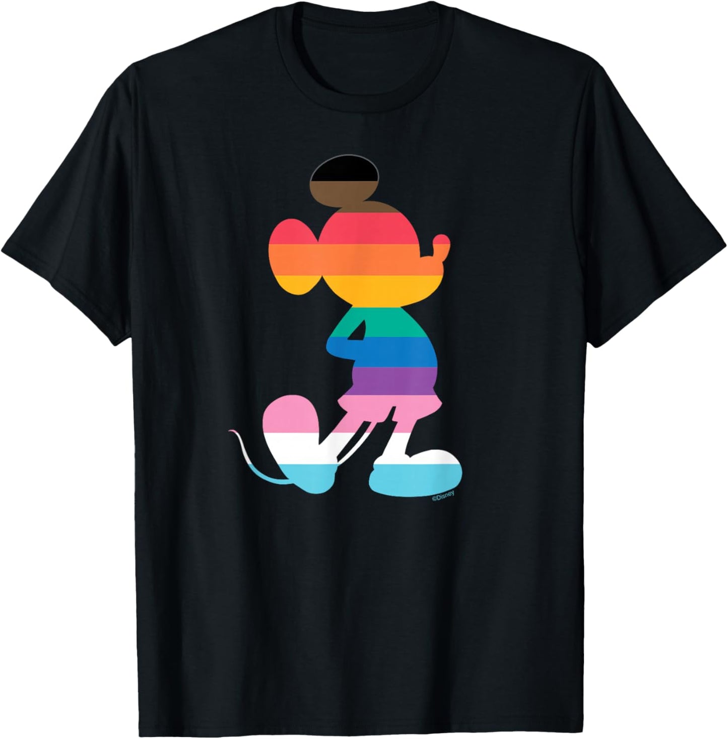 Disney Mickey Mouse Pride Inclusive Pose Rainbow Icon Fill T-Shirt - T-Shirt | Black