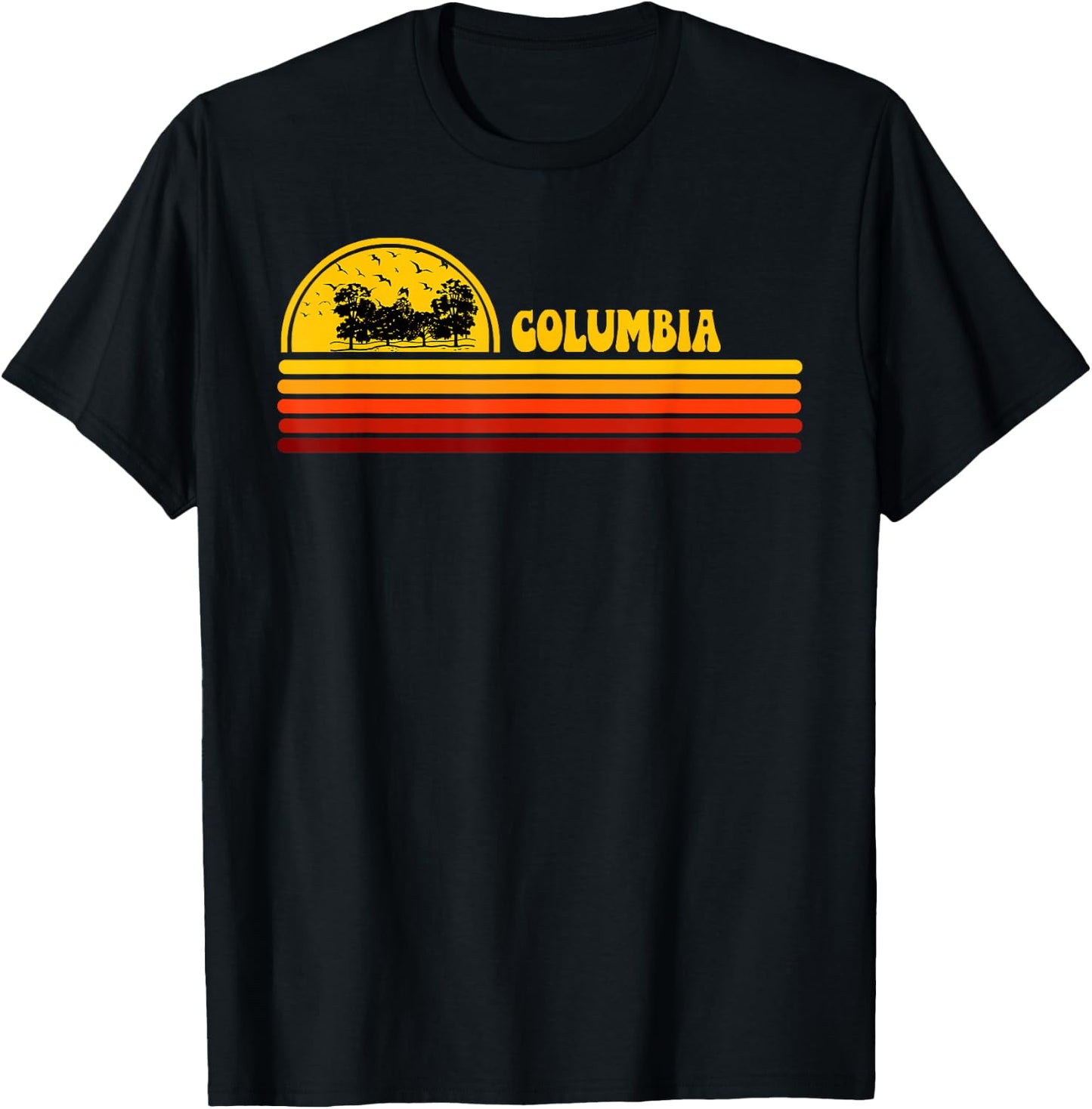 Columbia Vintage Sunset Logo Retro City , black T-Shirt - T-Shirt | Black