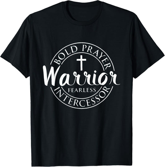 Prayer Warrior Black -Adults , Small, Short Sleeve, Religious Theme T-Shirt - T-Shirt | Black