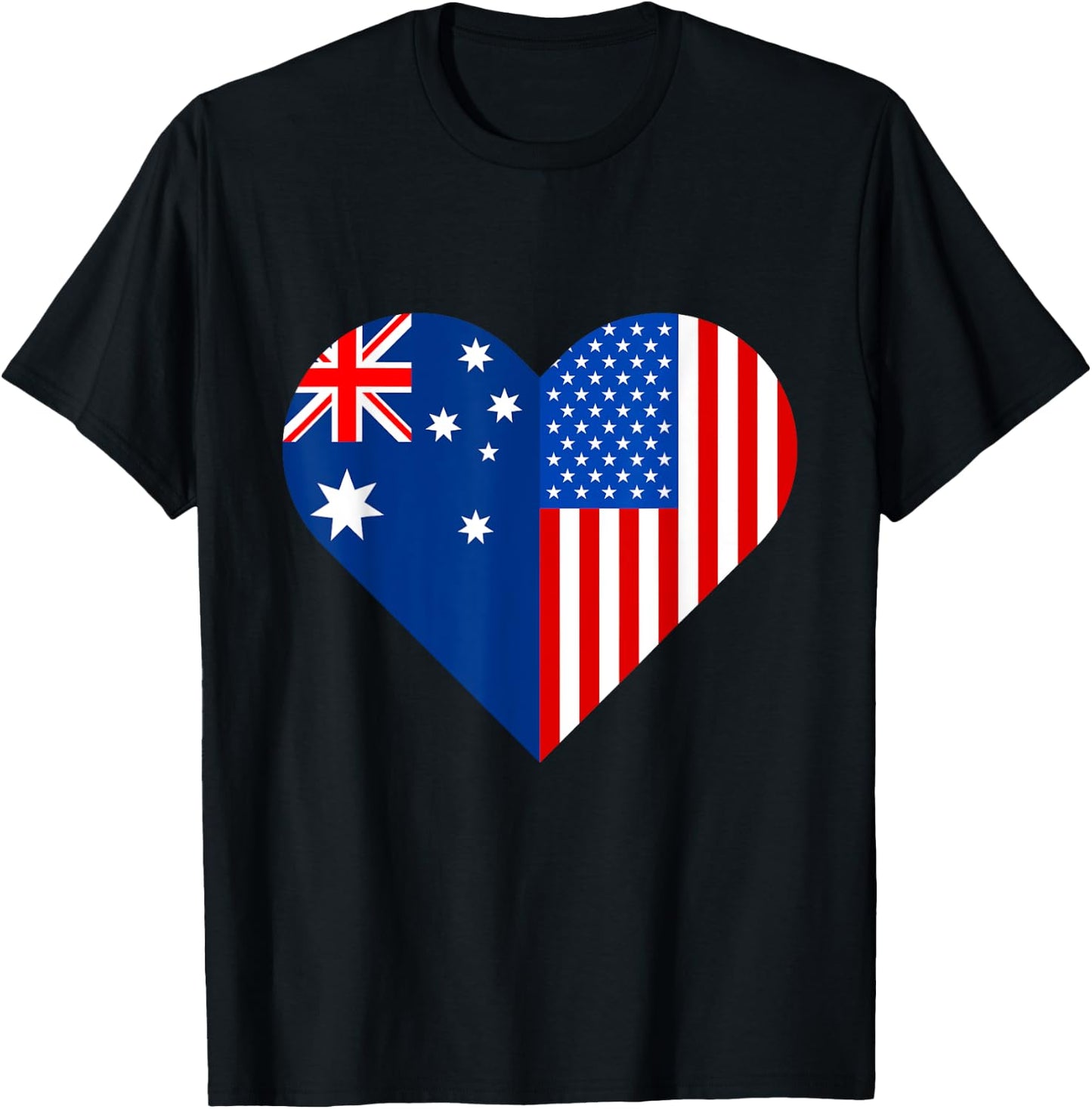 USA Australia Flag Shape Matching Couple Aussie Men Women T-Shirt - T-Shirt | Black