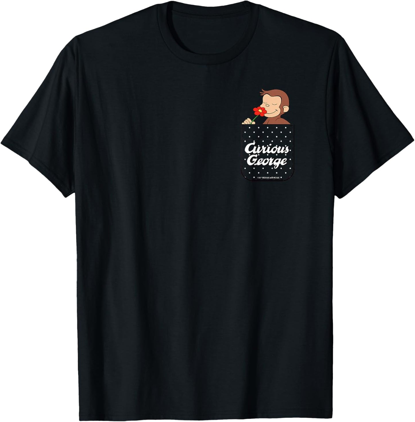 Curious George Peaceful Spring Faux Pocket T-Shirt - T-Shirt | Black