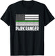 Park Ranger Green Line American Flag Wildlife Game Warden T-Shirt - T-Shirt | Black