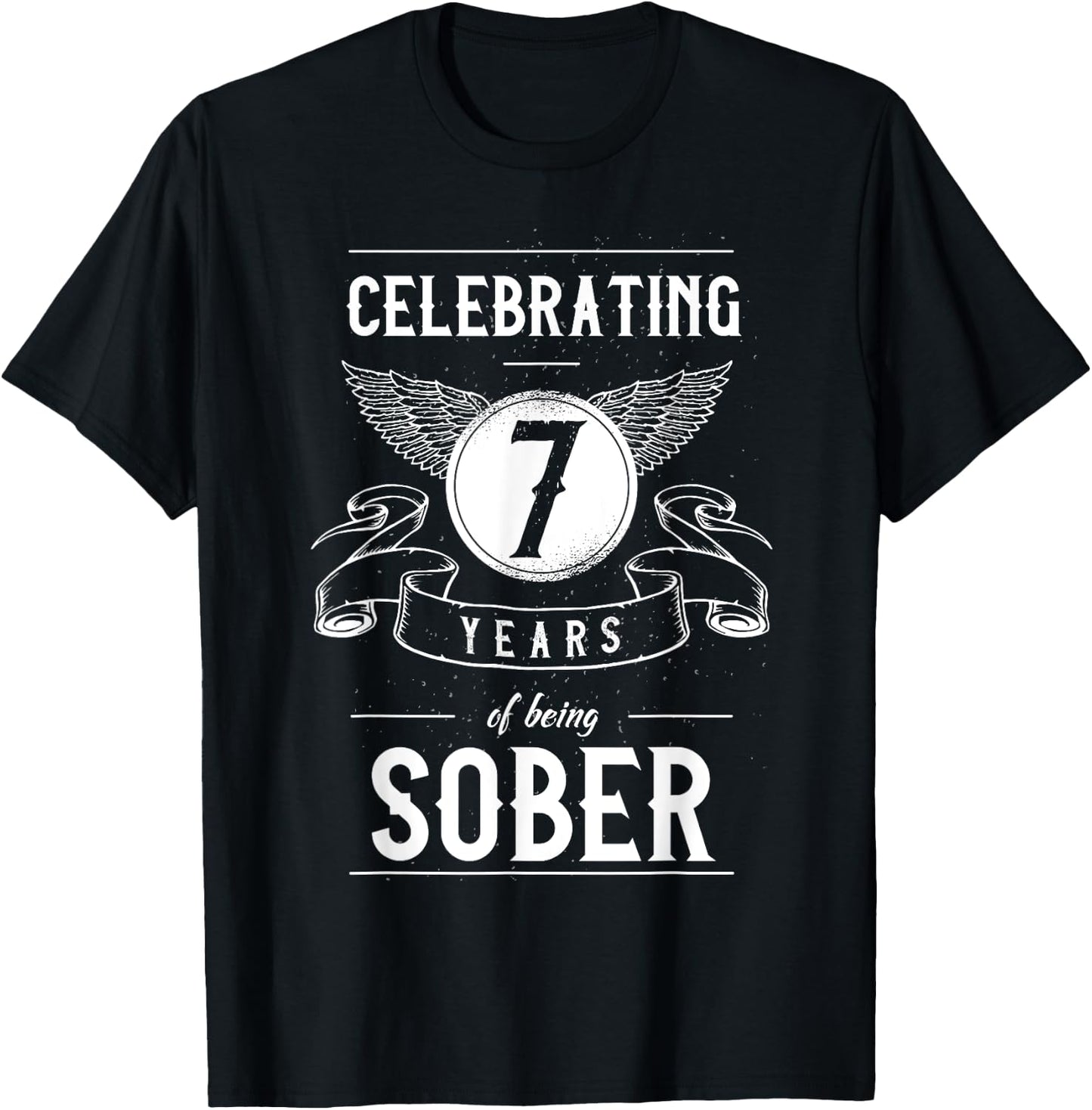Sobriety Recovery Anniversary 7 Years Sober T-Shirt - T-Shirt | Black