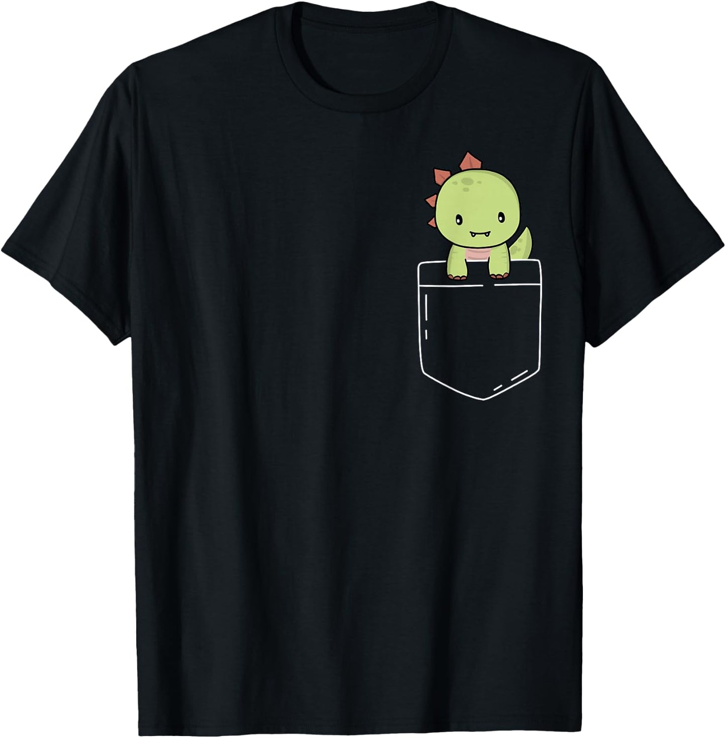 Cute T-Rex In Pocket Tyrannosaurus Rex Kawaii Dinosaur Lover T-Shirt - T-Shirt | Black