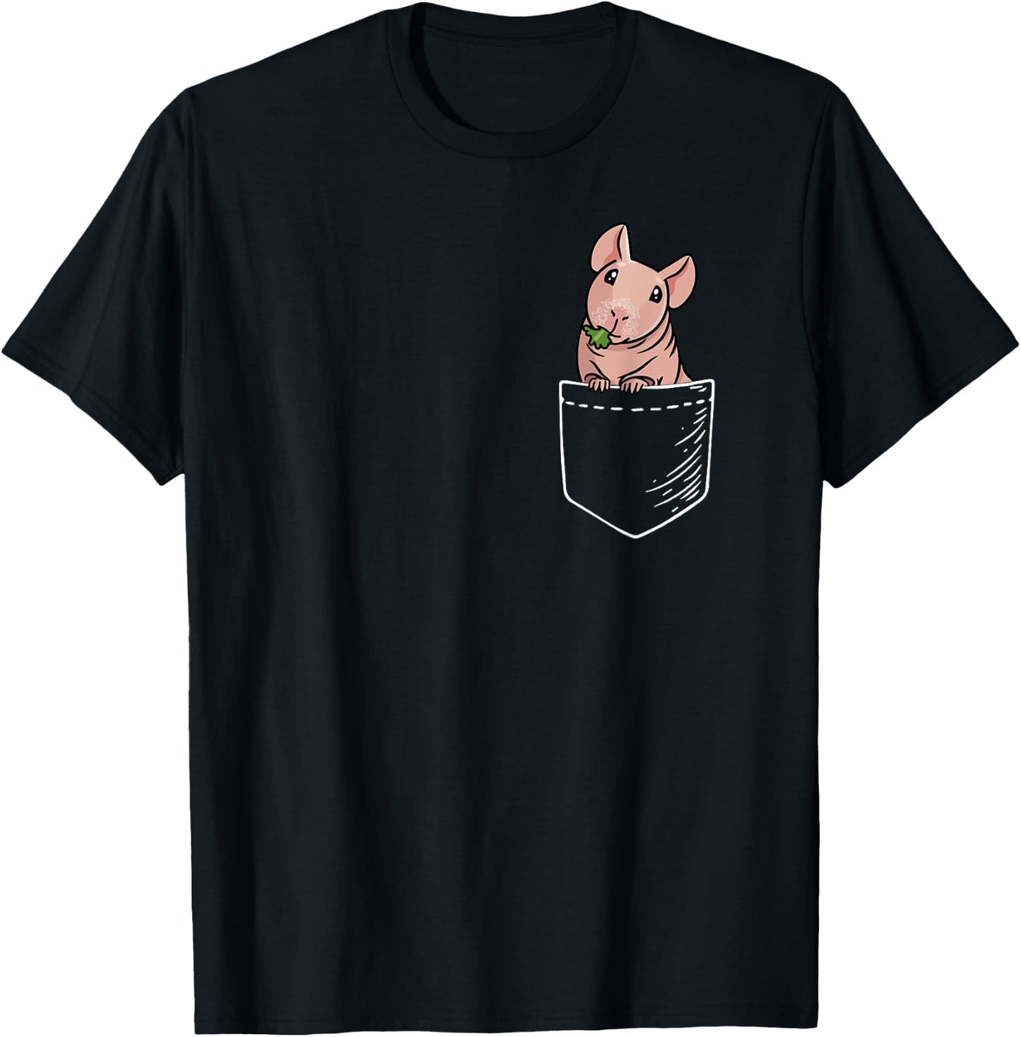 Funny Kawaii Kids Pet Pocket Hairless Guinea Pig Lover T-Shirt - T-Shirt | Black