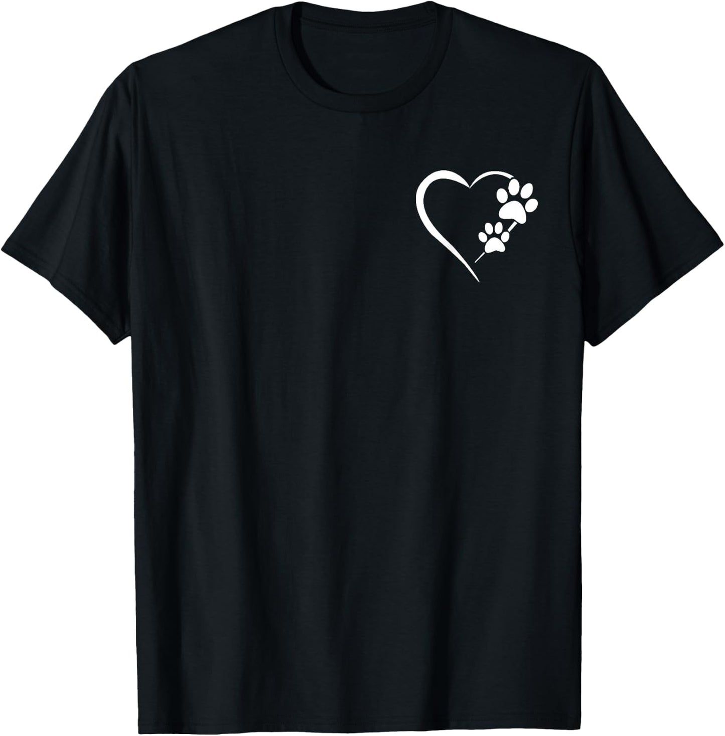 Paw Print Dog Paw Cute Dog Love Heart White Black Dog T-Shirt - T-Shirt | Black