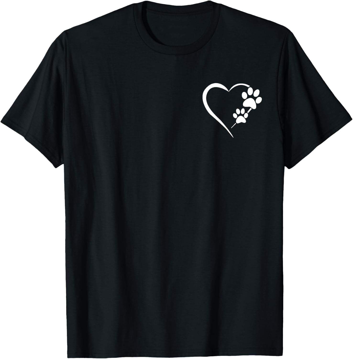 Paw Print Dog Paw Cute Dog Love Heart White Black Dog T-Shirt - T-Shirt | Black