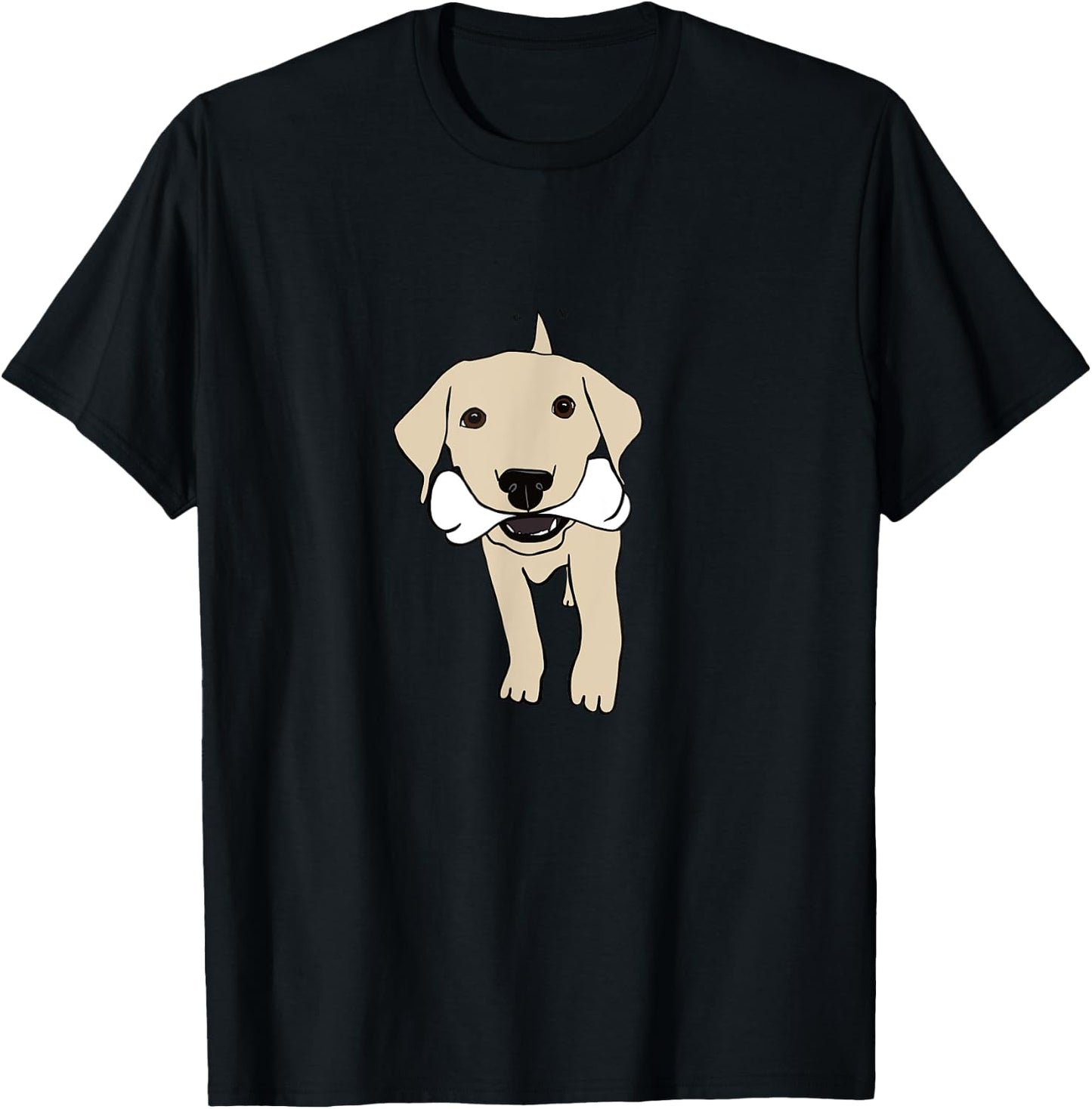 Yellow Labrador Retriever Puppy With Bone Lab Lover Gift T-Shirt - T-Shirt | Black