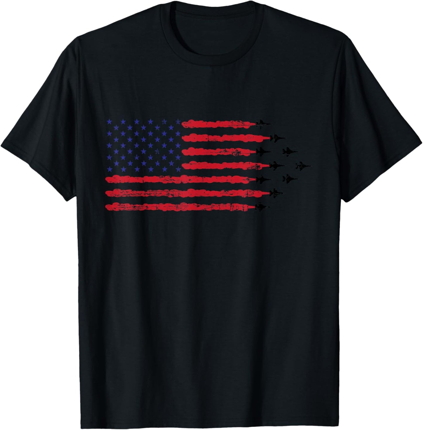 Patriotic vintage American flag F-16 formation T-Shirt - T-Shirt | Black