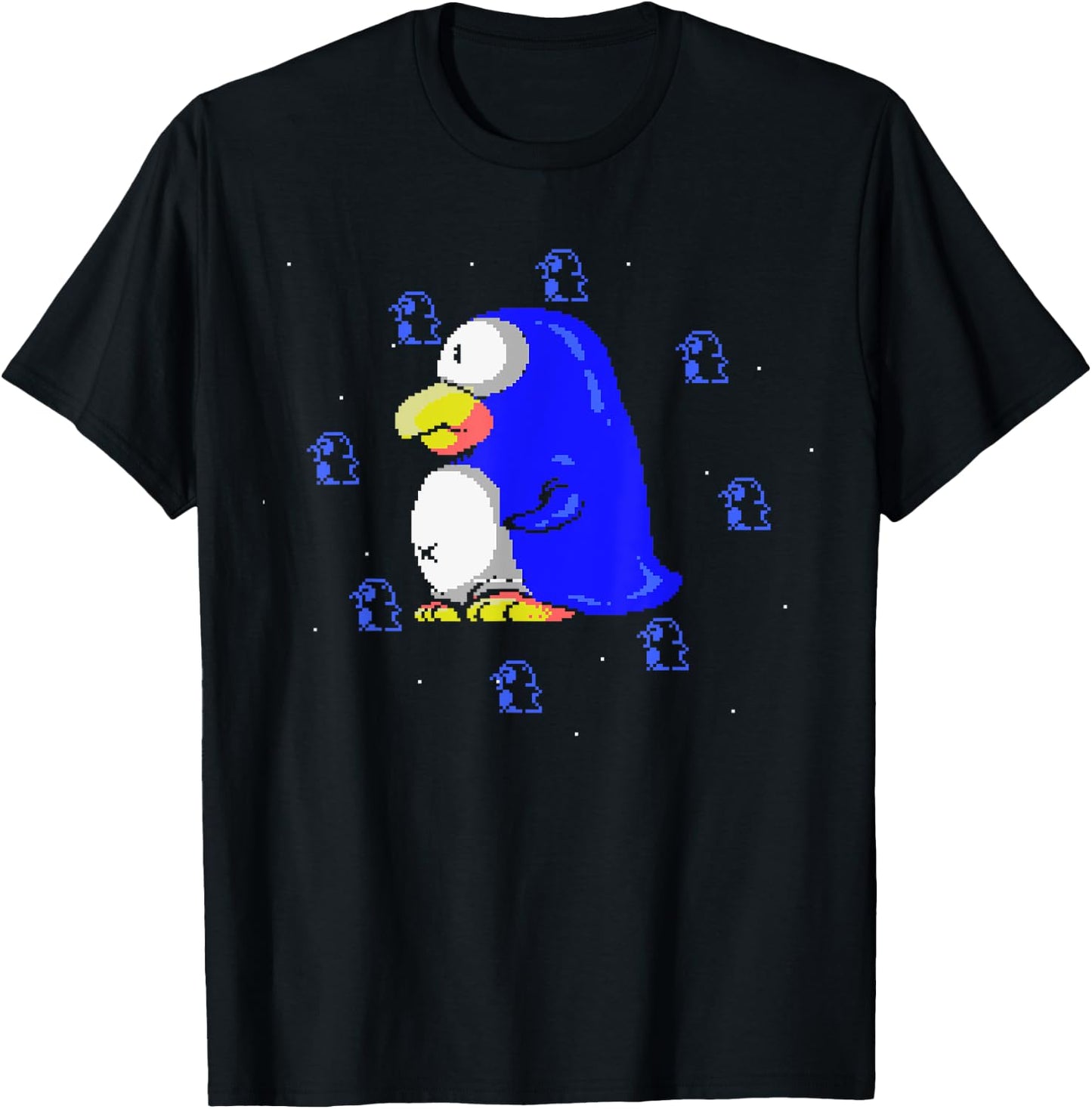 Pixelated Penguin Adventures Parodius Penguin Power in Space , Black, S T-Shirt - T-Shirt | Black