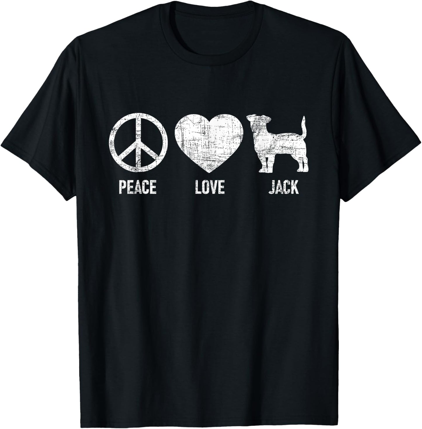 Peace Love Jack - Dog Lover Animal Whisperer Puppy Men Women Girls Kids T-Shirt - T-Shirt | Black