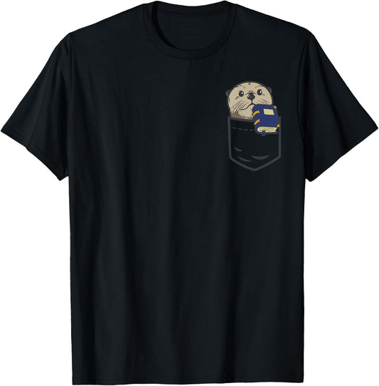 Otter Cute Read Reading Book Librarian Across America Kids T-Shirt - T-Shirt | Black