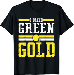 I Bleed Green and Gold Cool Player Team Costume T-Shirt - T-Shirt | Black