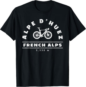Alpe d'Huez French Alps Cylists Bike Themed Cycling Bicycle T-Shirt - T-Shirt | Black
