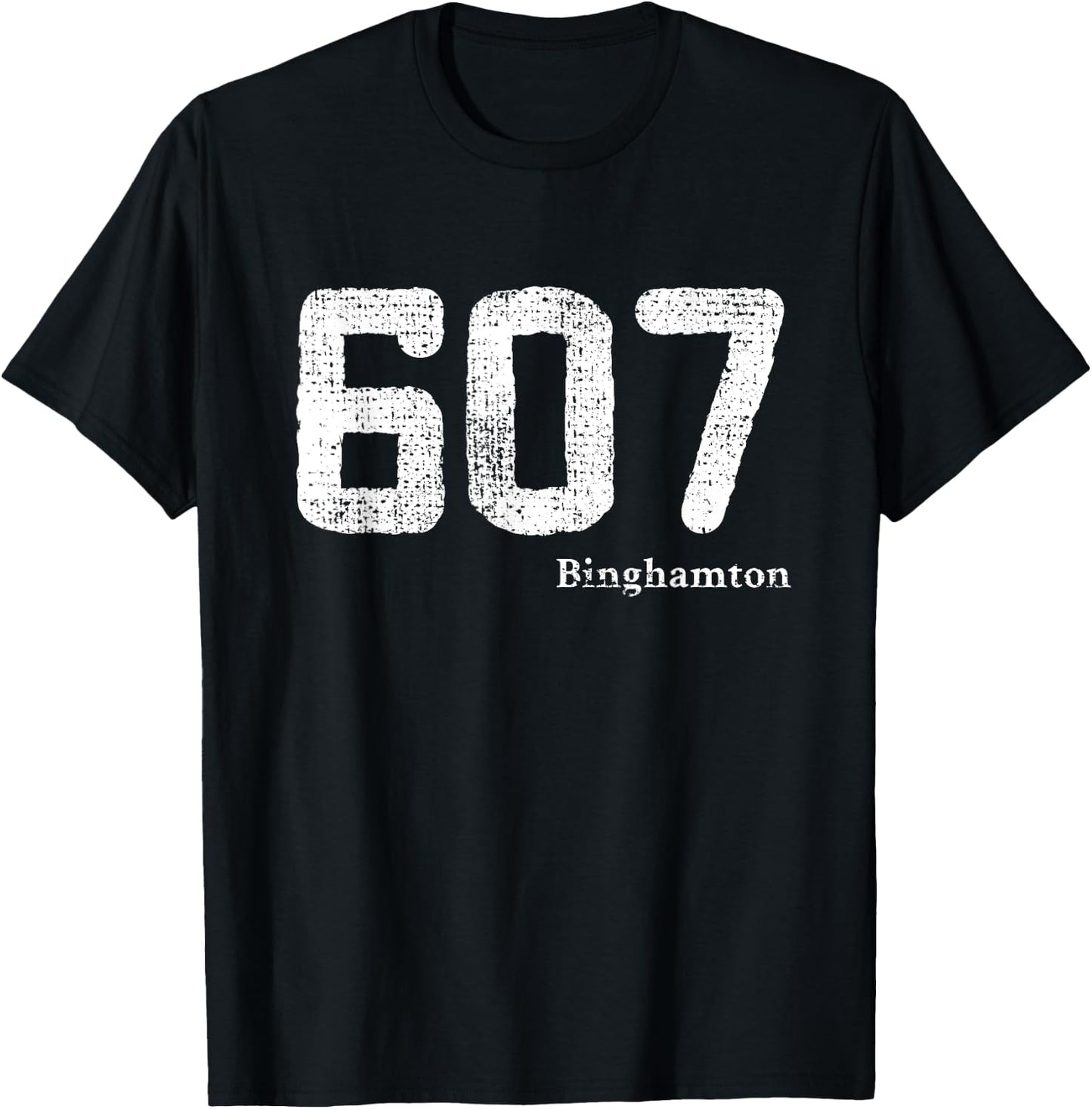 Distressed 607 Area Code Binghamton, New York T-Shirt - T-Shirt | Black