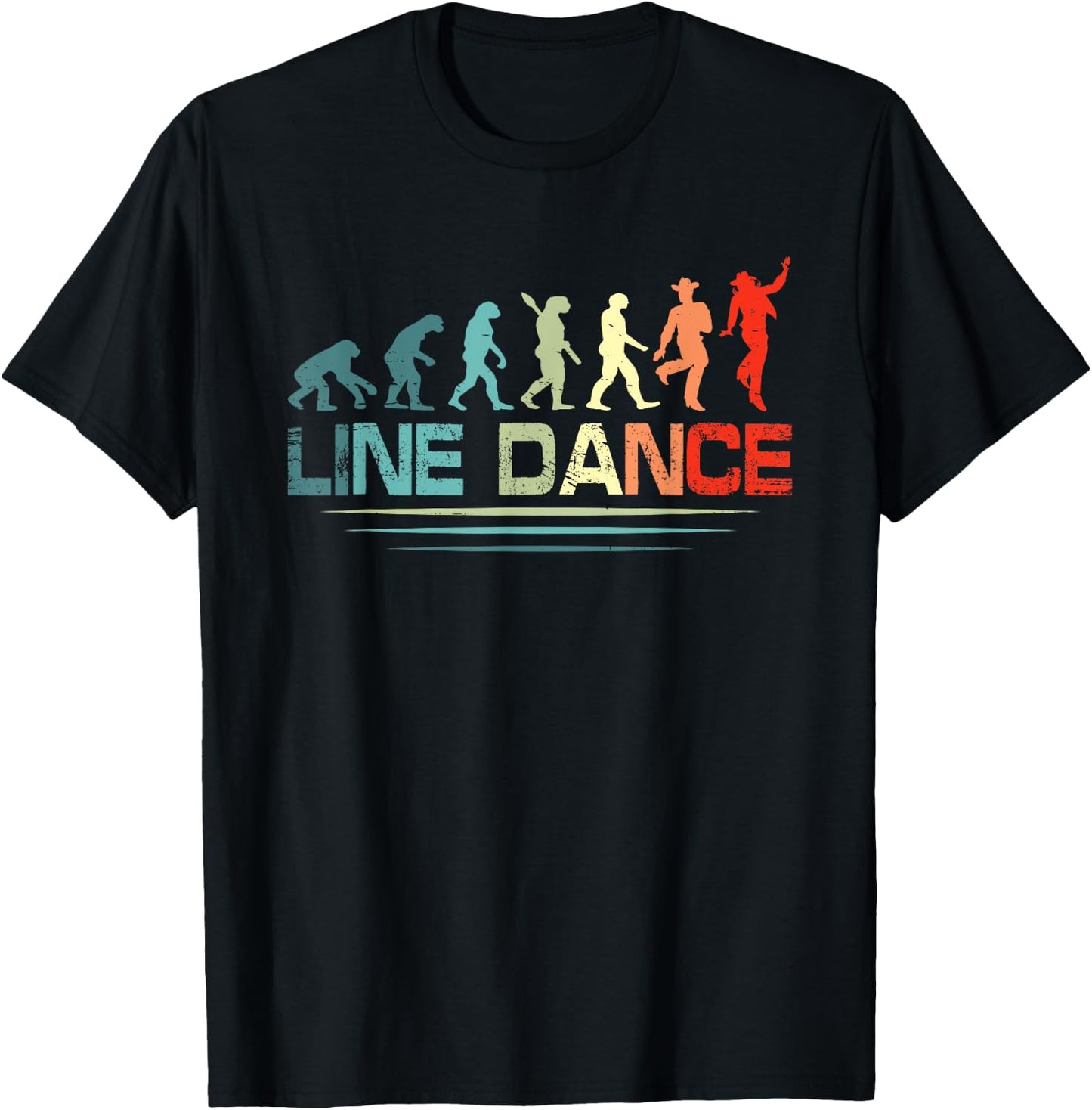 Line Dance Evolution Line Dancing Funny Line Dancer , black T-Shirt - T-Shirt | Black