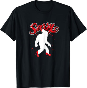 Sassy Sasquatch Bigfoot in High Heels For Sassy Girl T-Shirt - T-Shirt | Black
