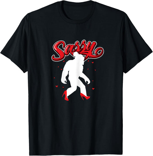 Sassy Sasquatch Bigfoot in High Heels For Sassy Girl T-Shirt - T-Shirt | Black