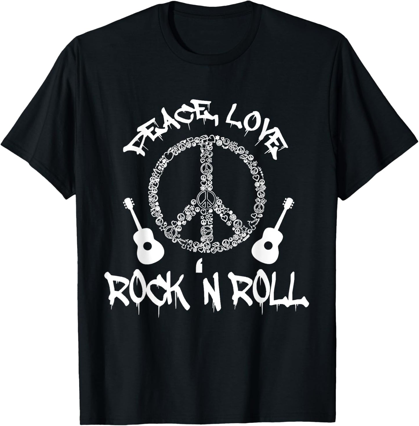 Funny Rock'n Roll Peace Love and Rock and Roll T-Shirt - T-Shirt | Black
