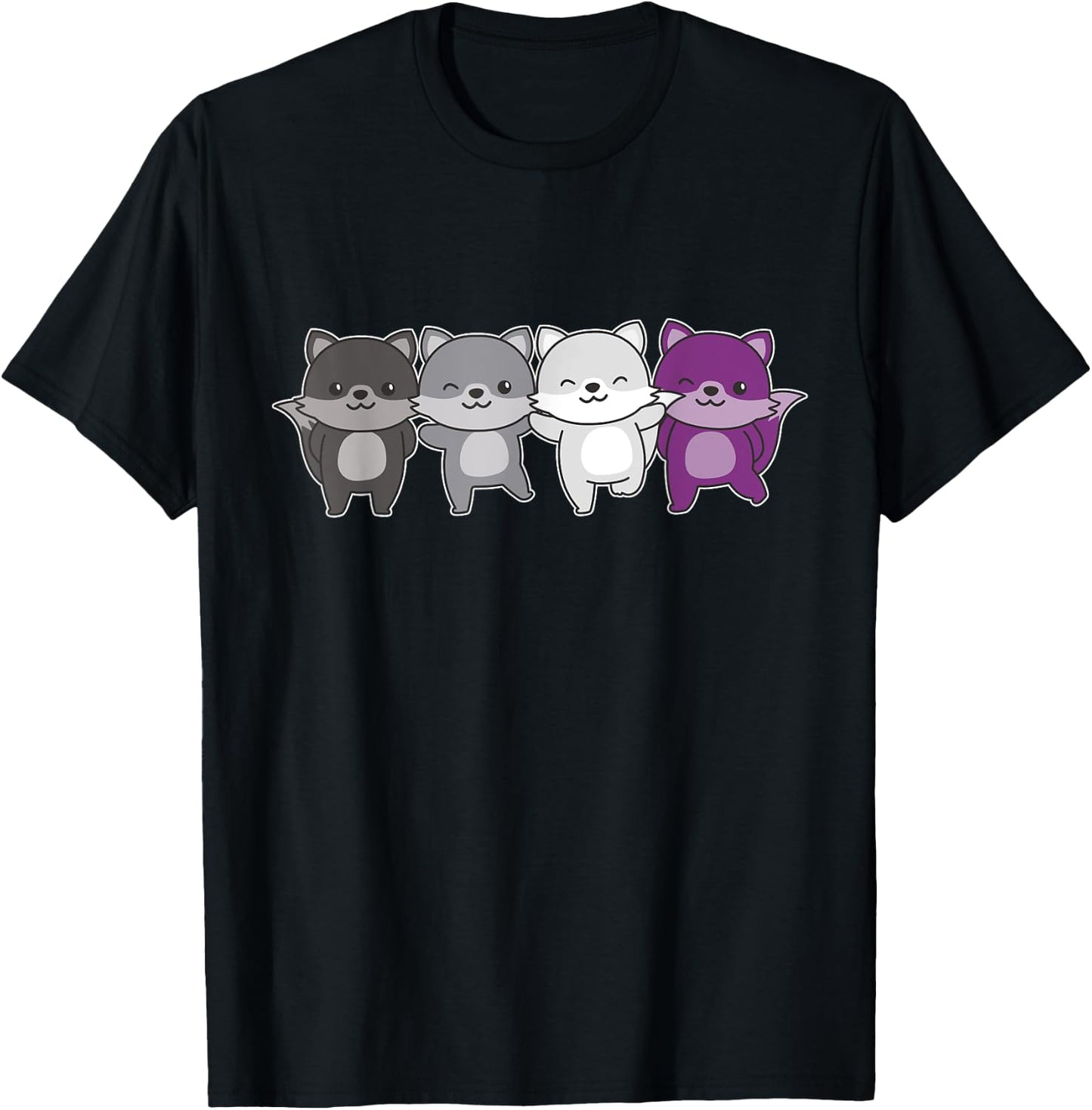 Asexual Flag Pride Lgbtq Asexual Fox T-Shirt - T-Shirt | Black