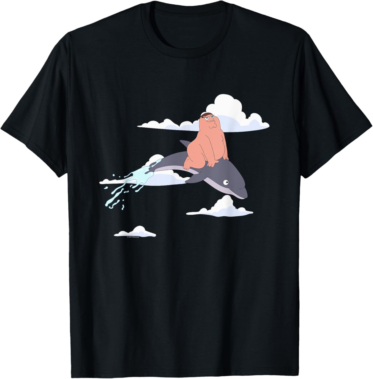 Family Guy Peter on a Dolphin , blue, s T-Shirt - T-Shirt | Black