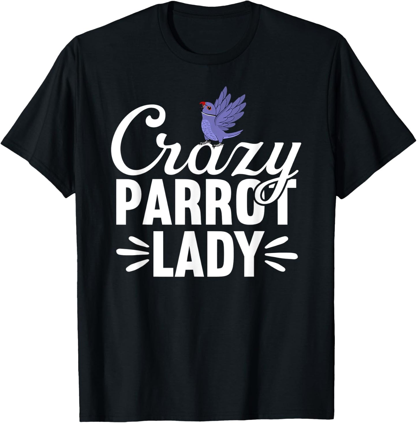 Crazy Parrot Lady | Violet Indian Ringneck T-Shirt - T-Shirt | Black