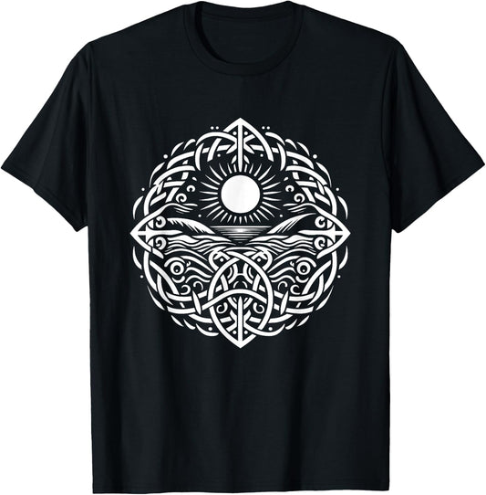Celtic Hand Carving s Sun, Seas s Celtic Dreams T-Shirt - T-Shirt | Black
