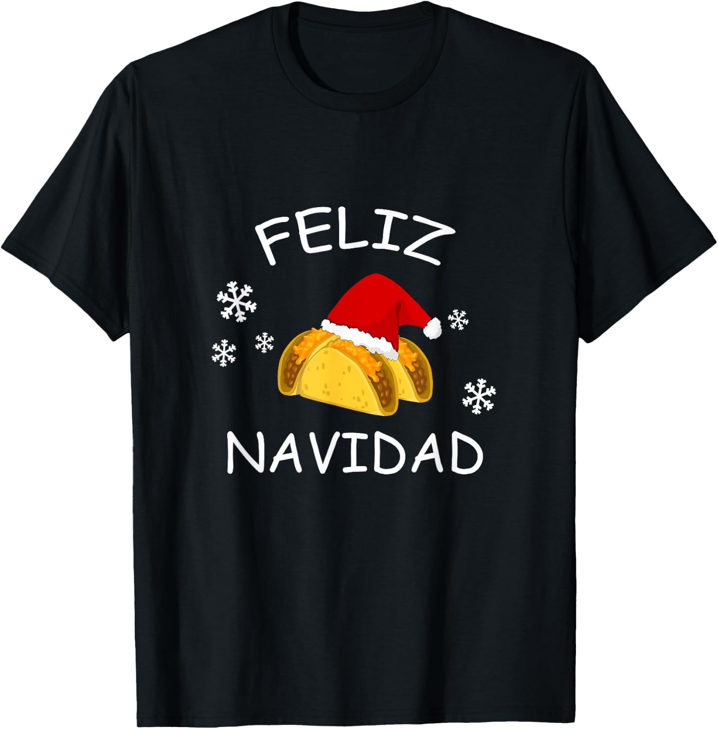 Feliz Navidad Shirt Tacos Santa Hat Tacky Christmas T-Shirt - T-Shirt | Black