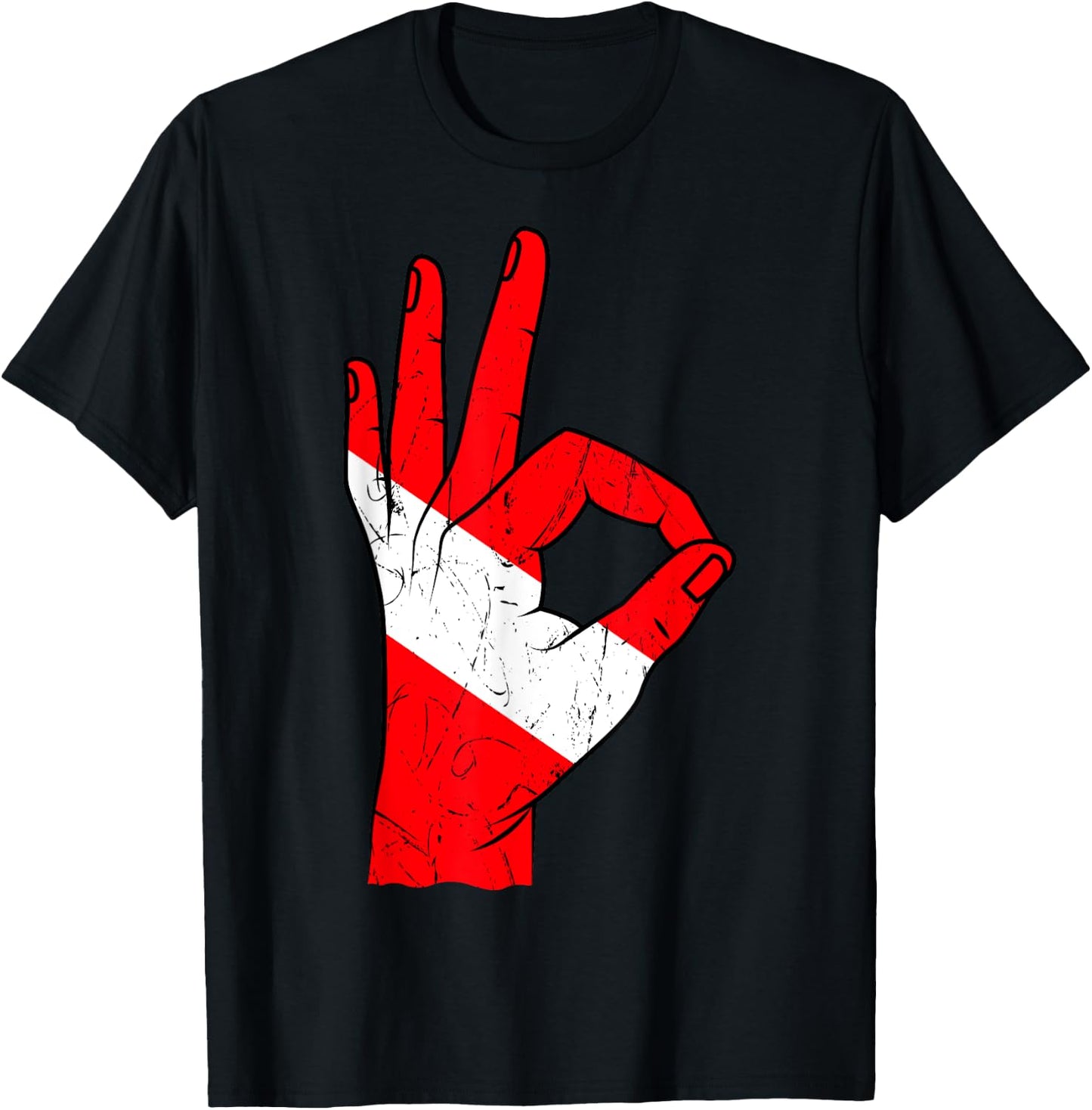 Hand Sign OK Scuba Diving Diver Down Flag Underwater Dive T-Shirt - T-Shirt | Black