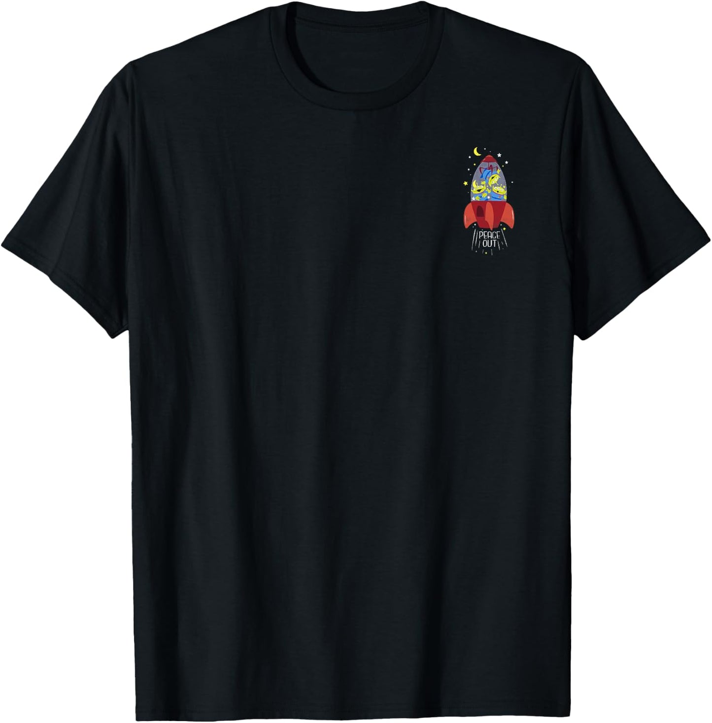 Disney Pixar Toy Story Pizza Planet Aliens Rocket Left Chest T-Shirt - T-Shirt | Black