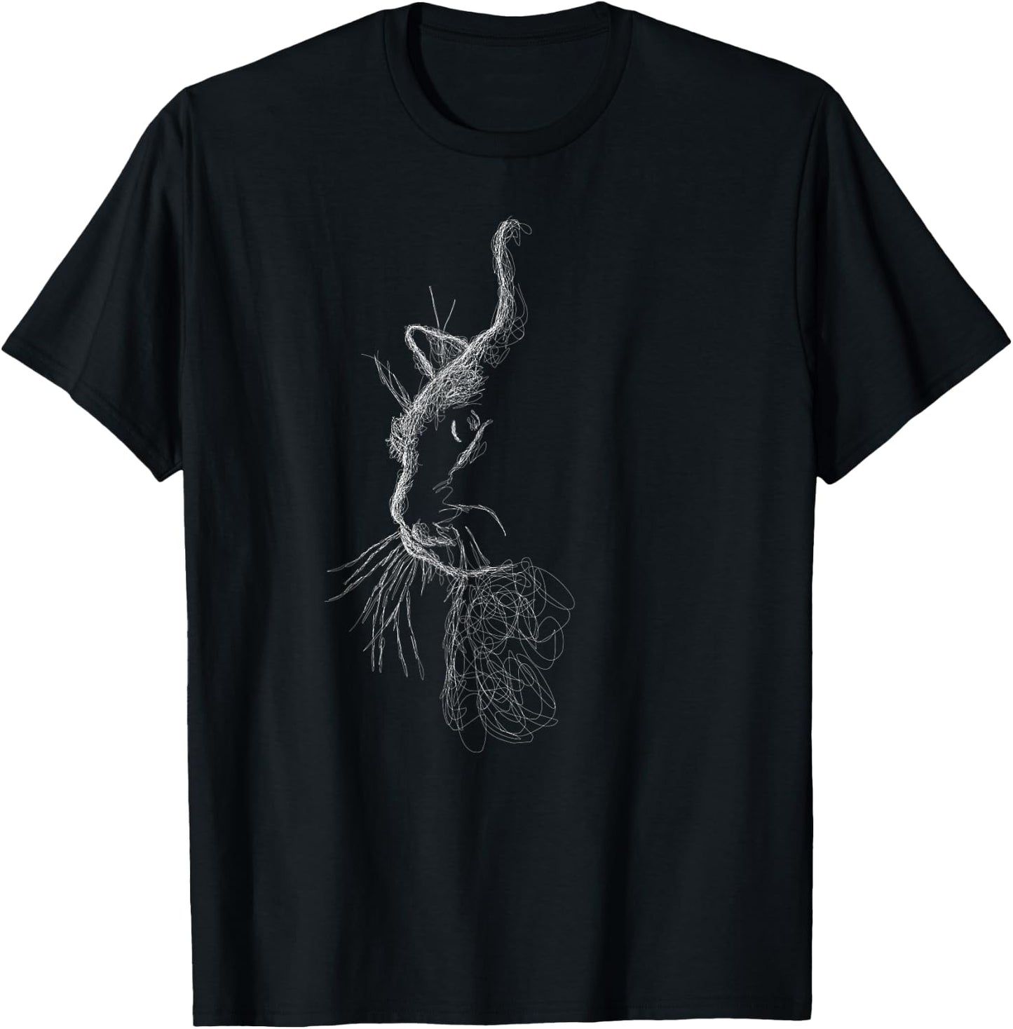 Cute Cat scribble art sketch for kitten lover Kitty cats T-Shirt - T-Shirt | Black