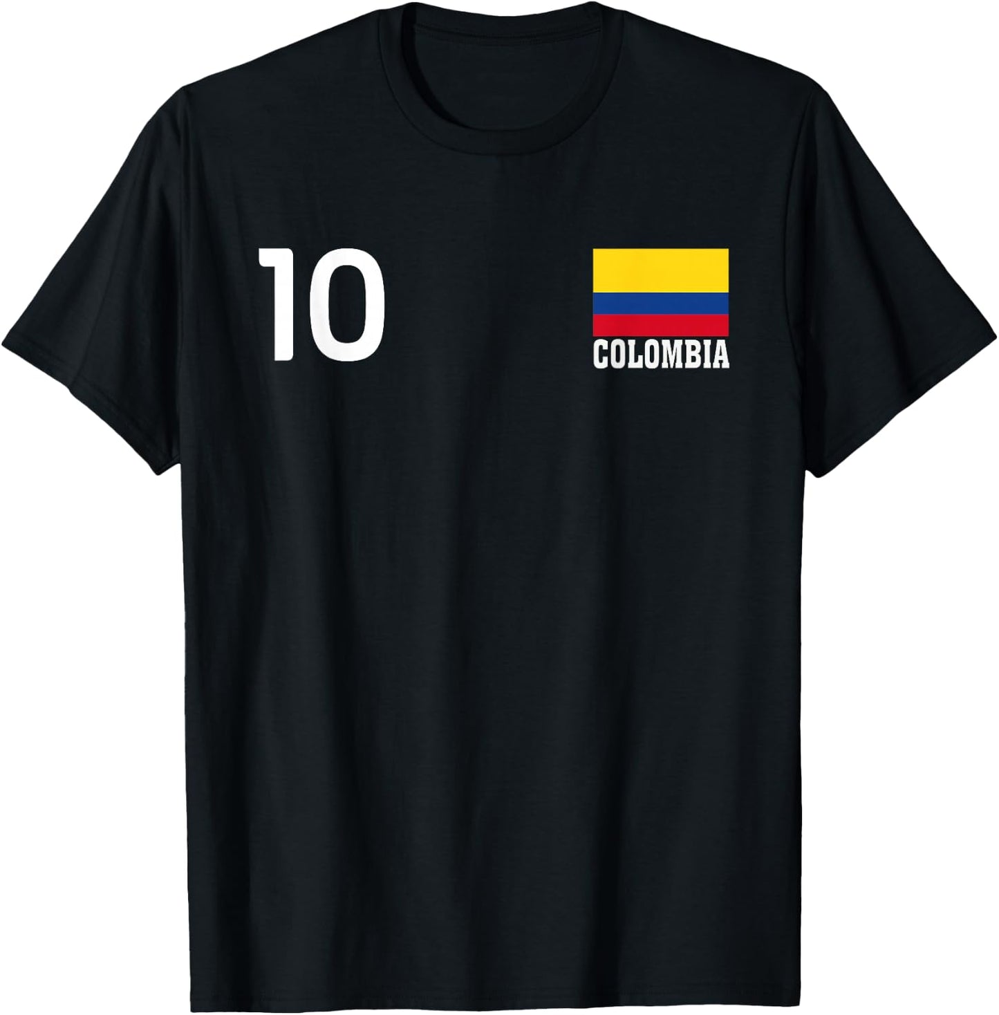 Colombia Number 10 National Flag Country Pride Heritage T-Shirt - T-Shirt | Black