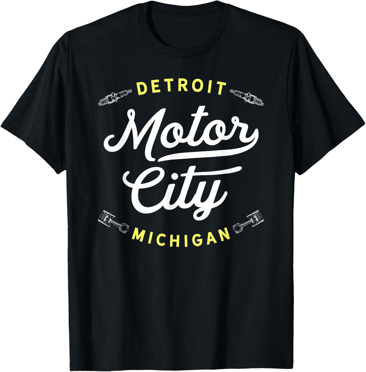 Iconic Motor City Detroit Michigan Throwback USA Novelty T-Shirt - T-Shirt | Black