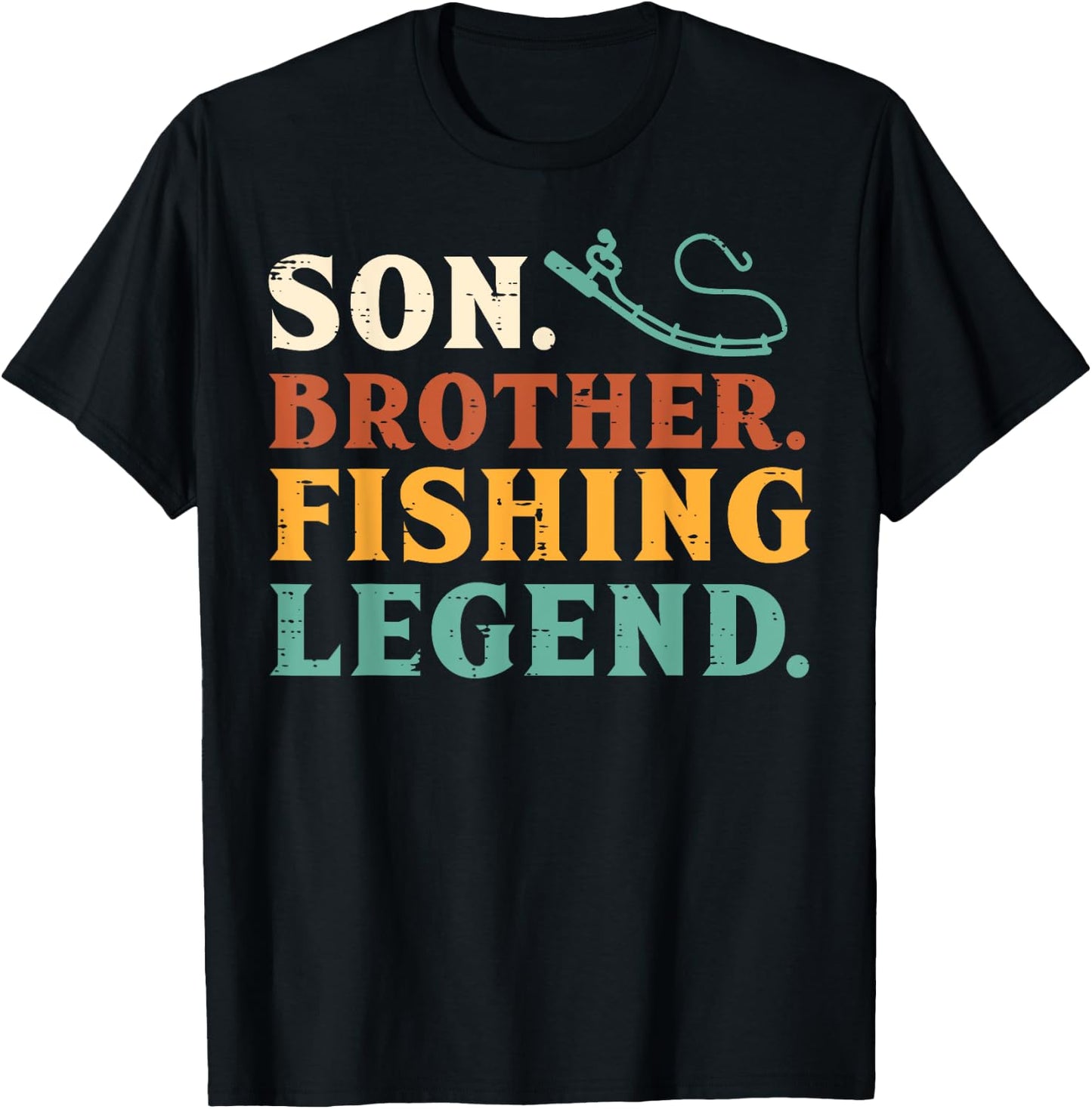 Son Brother Fishing Legend Family Fisherman Boys Kids Men T-Shirt - T-Shirt | Black
