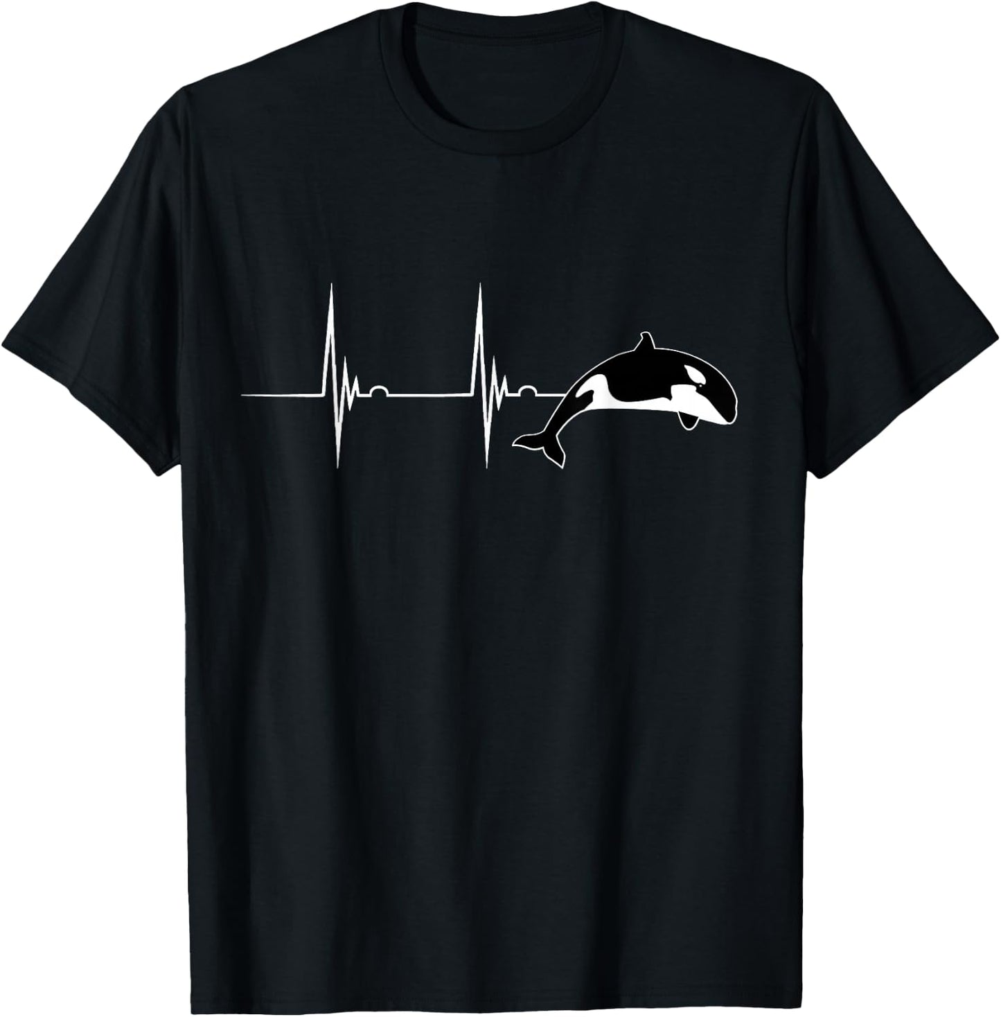Orca Whale Ocean Animal Heartbeat EKG Pulse T-Shirt - T-Shirt | Black