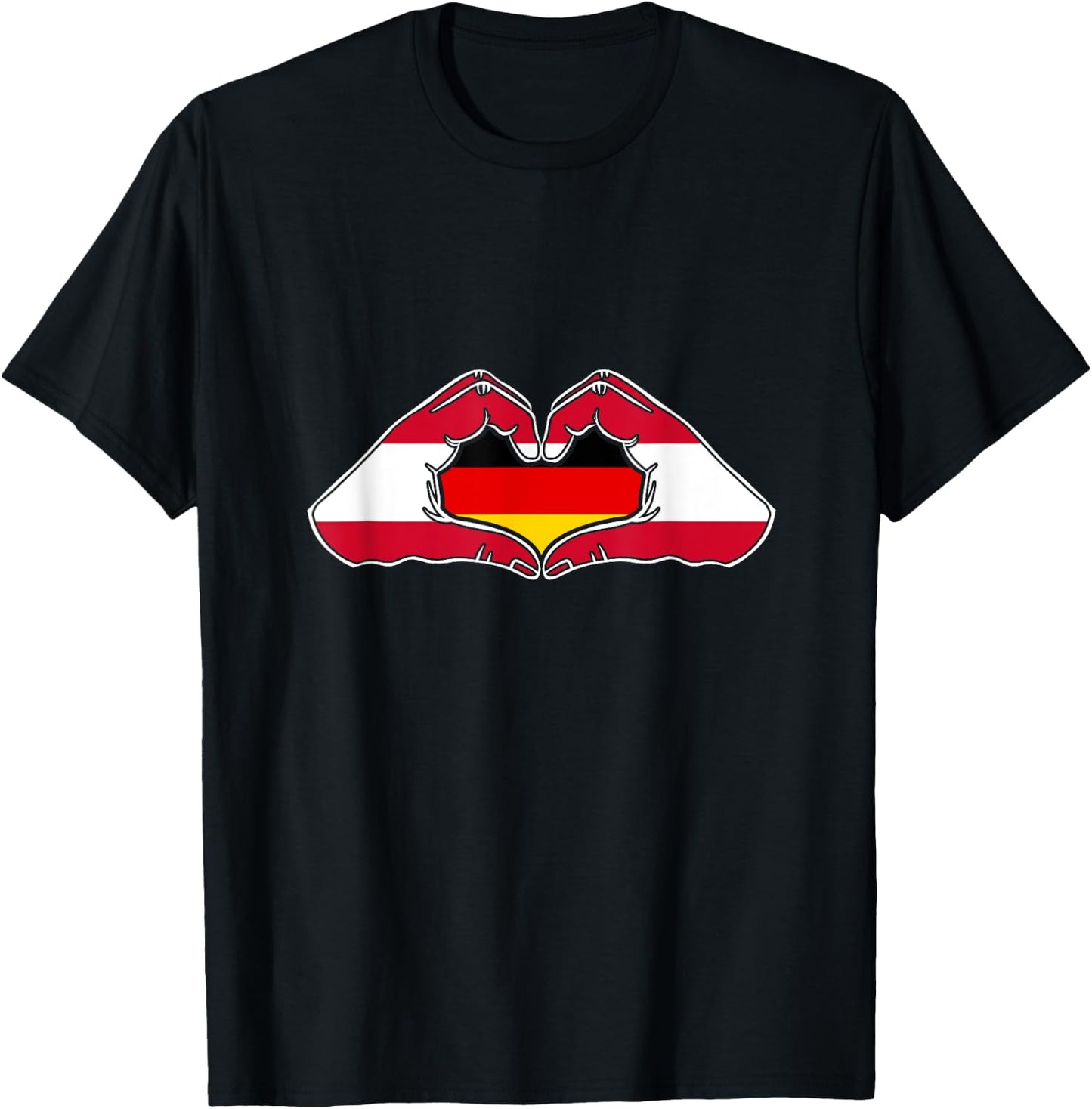 Österreich und Deutschland. Herz Hand Freundschaft! T-Shirt - T-Shirt | Black