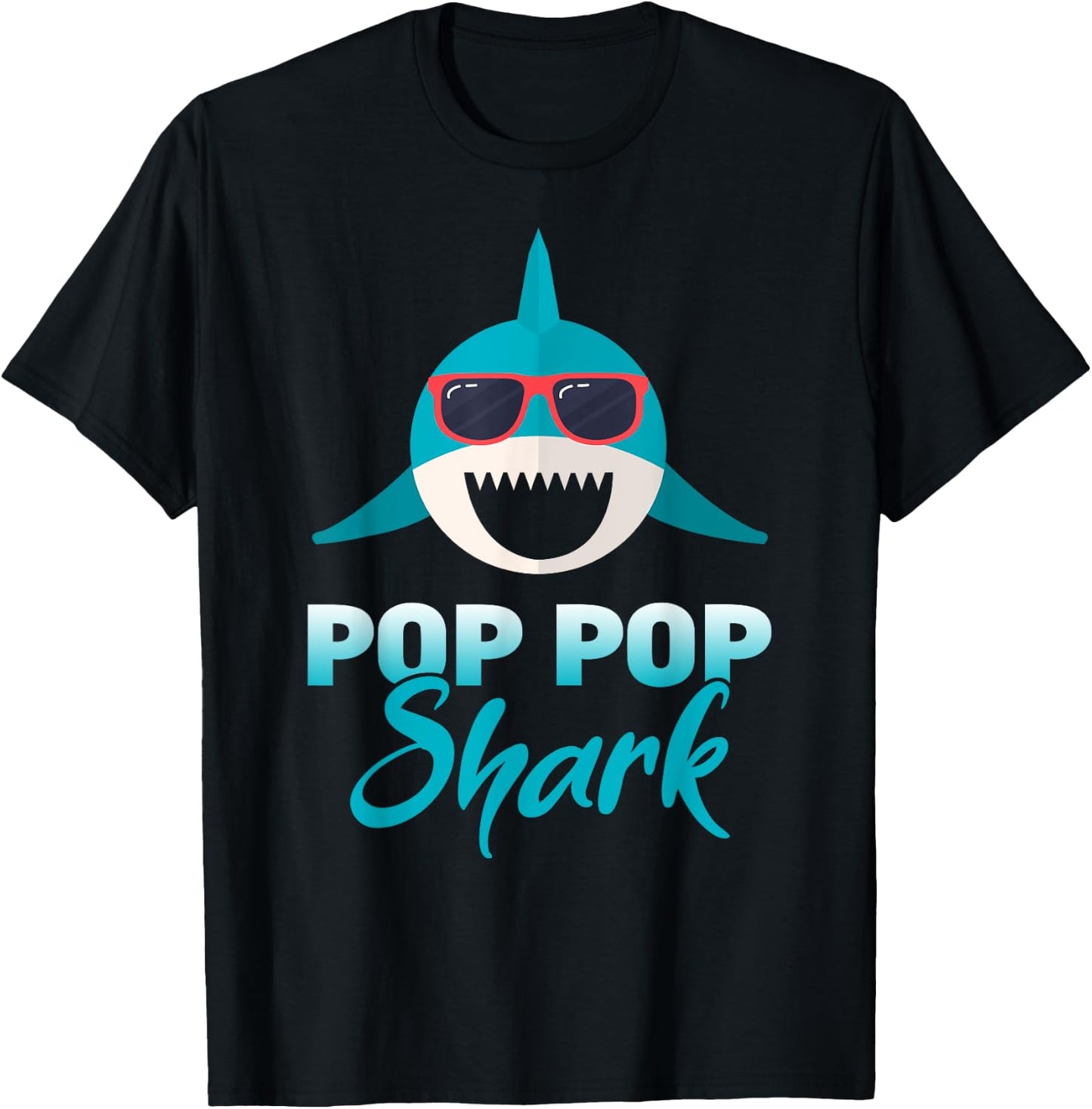 Pop Pop Shark Wearing Cool Sunglasses Grandpa Gift T-Shirt - T-Shirt | Black