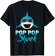 Pop Pop Shark Wearing Cool Sunglasses Grandpa Gift T-Shirt - T-Shirt | Black