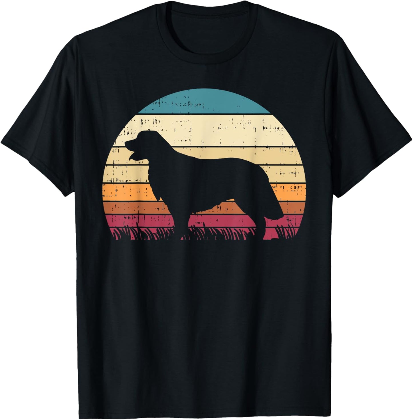 Golden Retriever Silhouette Sunset Retro Pet Dog Lover Gift Men Women Girls Kids T-Shirt - T-Shirt | Black
