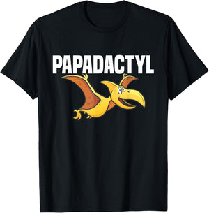 Papadactyl Dad Bird Dinosaur Lover Fathers Day Pterodactyl T-Shirt - T-Shirt | Black