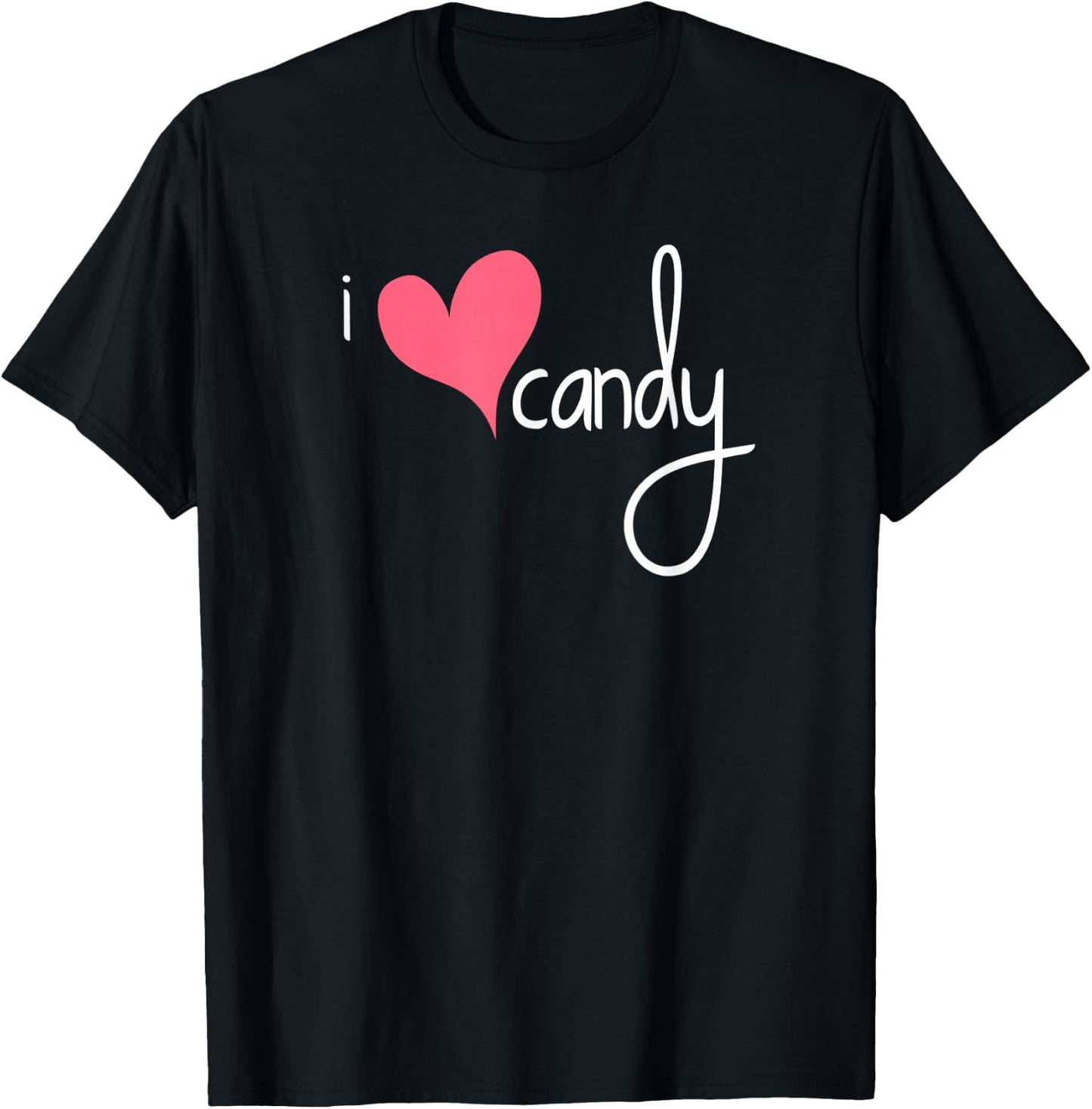 Candy Shirt, I Love Candy Heart Pink T-Shirt - T-Shirt | Black