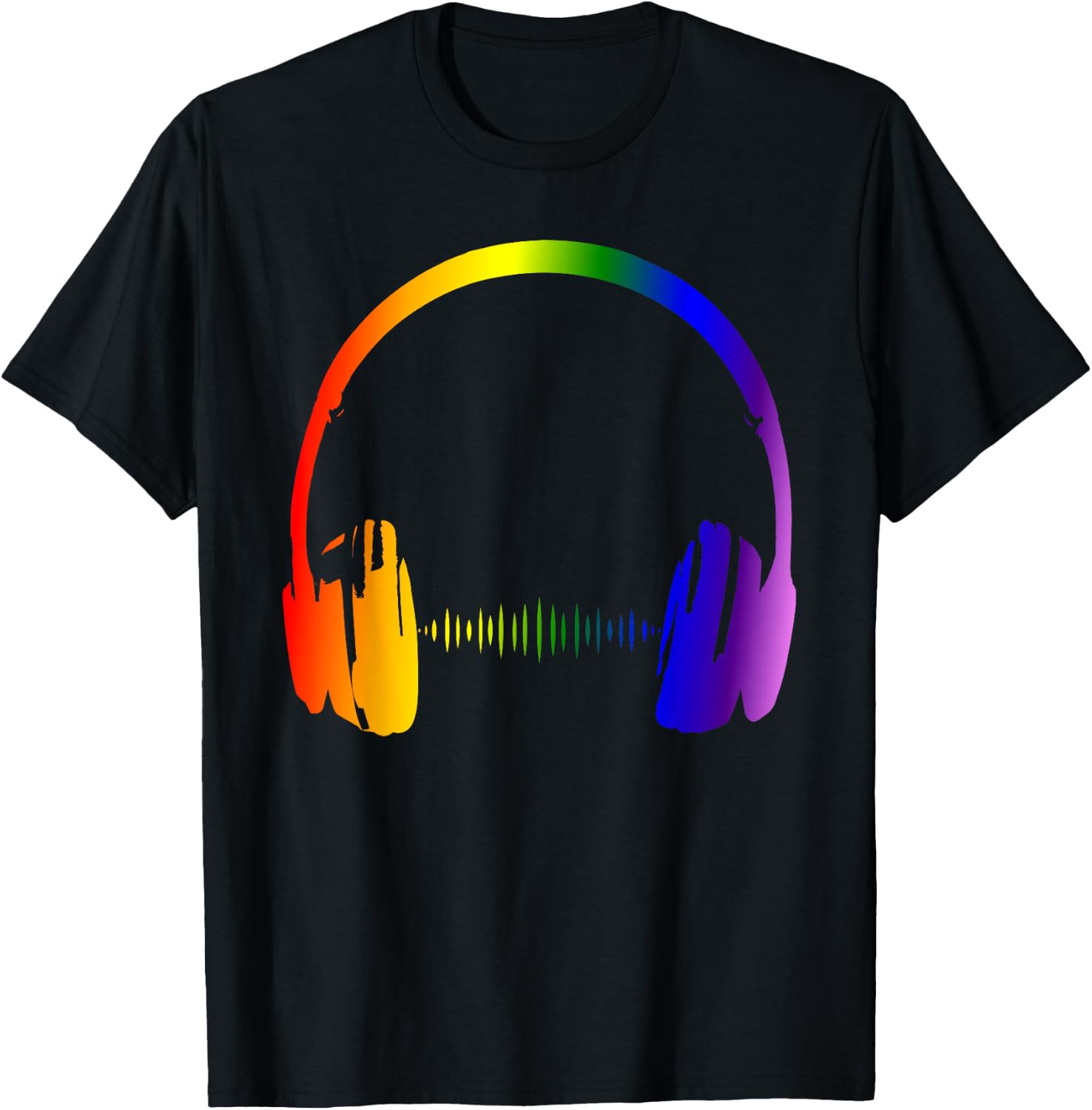 Bunte Kopfhörer Regenbogen Party Techno Radio Nachtclub DJ T-Shirt - T-Shirt | Black